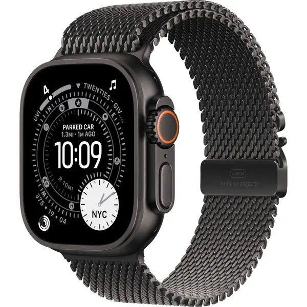Apple Watch Ultra 3, GPS + Cellular, 49mm, Black Titanium Case, Black Titanium Milanese Loop, Large