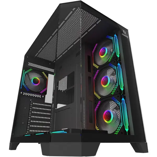 AQIRYS Carcasa PC AQIRYS Titan ARGB, Middle Tower, Tempered glass, Negru