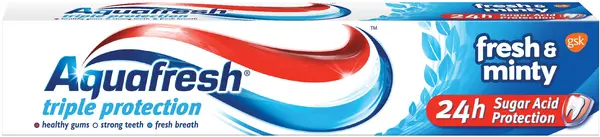Aquafresh Triple Protection Pastă de dinţi Fresh & Minty, albastru, 75 ml