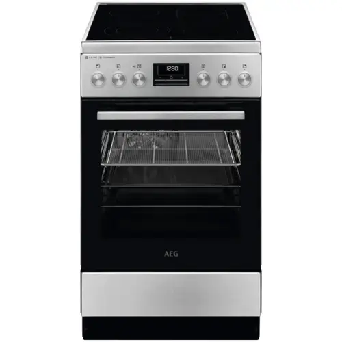 Aragaz AEG CCB56490BM, Vitroceramica, 4 zone de gatit, SteamBake, AirFry, Timer cu display electronic, Grill, Clasa A, 50 cm (Inox antiamprenta)