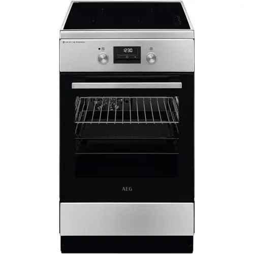 Aragaz AEG CIB56491BM, Electric, Inductie 4 zone de gatit, Booster, SteamBake, AirFry, Timer cu display electronic, Grill, Clasa A, 50 cm (Inox)