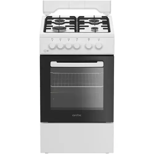 Aragaz Arctic AGM5610FL, Gaz, 4 arzatoare, Safety Plus, Arzatoare cu eficienta ridicata, Iluminare interioara, Timer, 60 cm (Alb)