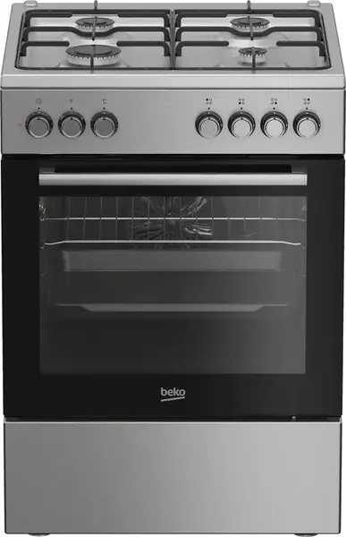 Aragaz Beko FBE62130GXDN, Gaz + Electric, 66 l, 4 arzatoare, Cuptor electric, Curatare cu abur (Negru)