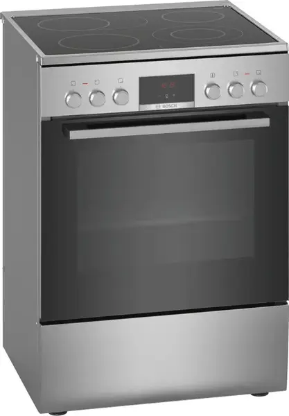 Aragaz BOSCH HKR39C250, Electric, 4 zone gatit, Vitroceramica, EcoClean Direct, 3D HotAir, Autocuratare hidrolitica, Timer, Grill, Clasa A, 60 cm (Inox)