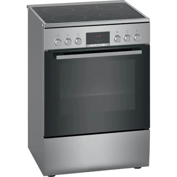 Aragaz electric Bosch HKR39C250, 3D Hotair, Afisaj LED, EcoClean Direct, 4 zone de gatit, Grill, Suport telescopic, Clasa A