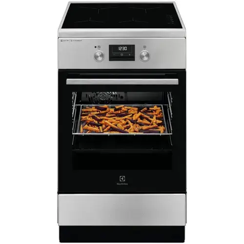 Aragaz Electrolux LKI564266X, Electric, Inductie, 4 zone de gatit, Booster, SteamBake, AirFry, Autocuratare catalitica, Timer electronic, Grill, Iluminare cuptor, Clasa A (Argintiu)