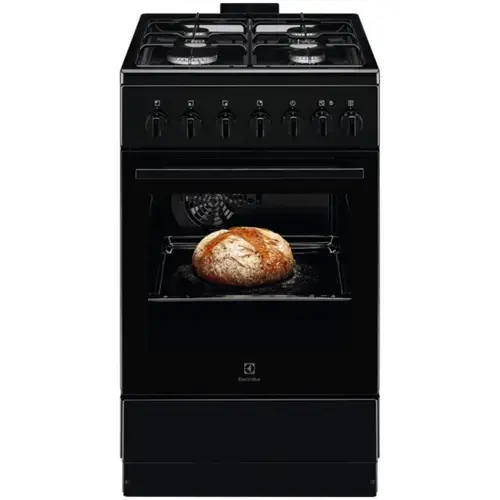 Aragaz Electrolux LKK520022K, Mixt, 4 arzatoare, Siguranta plita, Aprindere integrata, Timer mecanic, Iluminare cuptor, Grill, Clasa A, 50 cm (Negru)