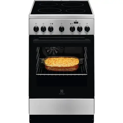 Aragaz Electrolux LKR562055X, Electric, 4 zone de gatit, Cuptor electric, Autocuratare catalitica, SteamBake, Timer, Grill electric, Clasa A, 50 cm (Inox)