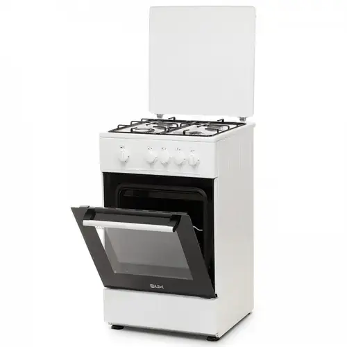 Aragaz LDK 5050 WH RMV, Gaz, 4 Arzatoare, Siguranta, Capac metalic, 50 x 50 cm, Duze preinstalate Gaz natural (Alb)