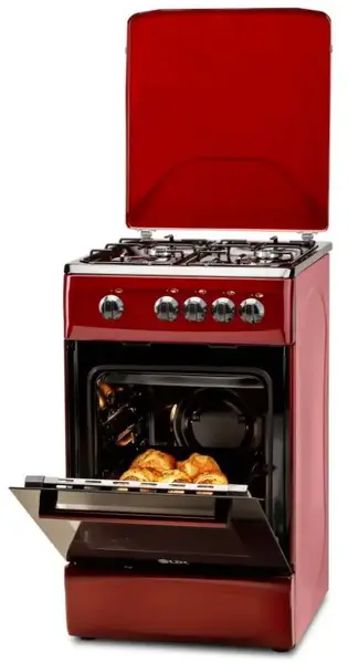 Aragaz LDK 5060 Bordo RMV NG, Gaz, 4 Arzatoare, 46 L, 60 cm (Rosu)