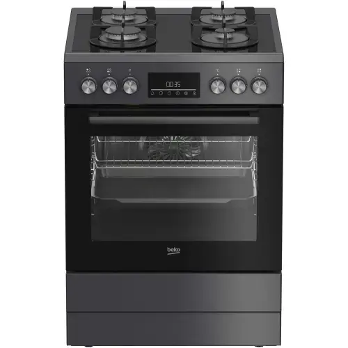 Aragaz mixt Beko FBM62330GADSN, Gaz, 4 arzatoare, Aprindere integrata, Cuptor electric, 72 l, 8 functii, Clasa A, 60 cm (Antracit)