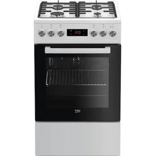 Aragaz mixt Beko FSE52320DWD, 4 zone de gatit, aprindere la buton, 55 l (Alb)