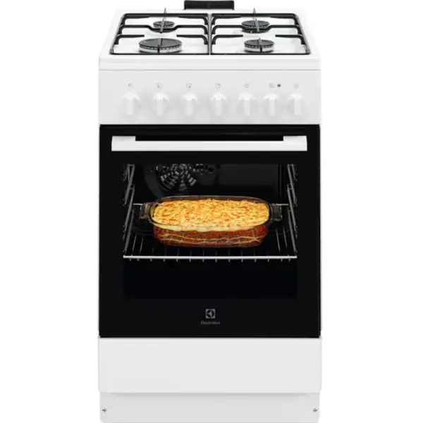 Aragaz mixt Electrolux LKK520032W, 4 arzatoare, Siguranta cuptor, Inaltime reglabila, Alb, Clasa A