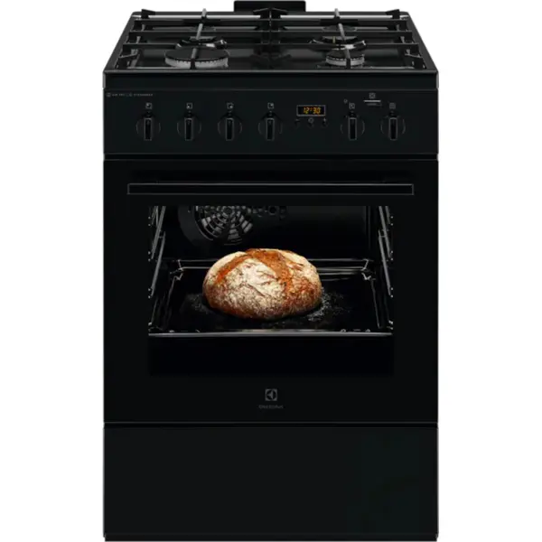 Aragaz mixt Electrolux LKK660220K, SteamBake AirFry, Siguranta cuptor, Inaltime reglabila, Negru, Clasa A