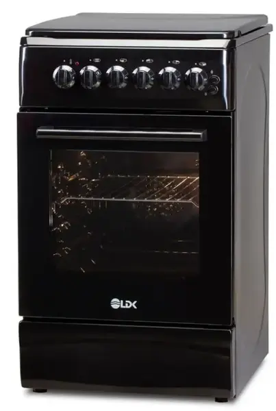Aragaz mixt LDK 5060 ECAI Black RMV LPG, 4 Arzatoare, Aprindere electrica, Cuptor electric, 51 L, 60 cm (Negru)