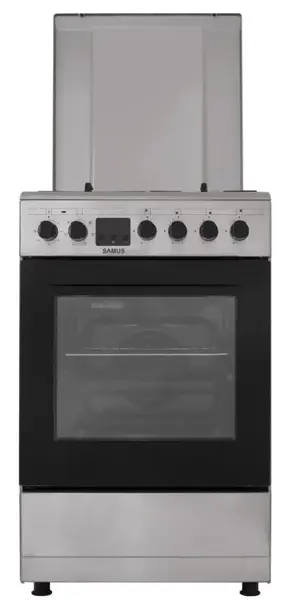 Aragaz mixt Samus SM563AENS INOX, Gaz, 4 Arzatoare, Cuptor electric, 43 L, 50 cm (Inox)