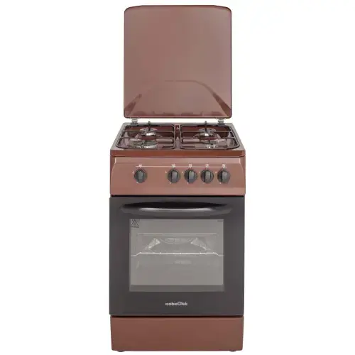 Aragaz NobelTek NLT 5601M/G1, Gaz, 4 arzatoare, Dispozitiv siguranta plita si cuptor, 50 x 60 cm (Maro)