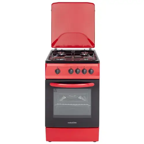 Aragaz NobelTek NLT 5601R/G1, Gaz, 4 arzatoare, Dispozitiv siguranta plita si cuptor, 50 x 60 cm (Rosu)