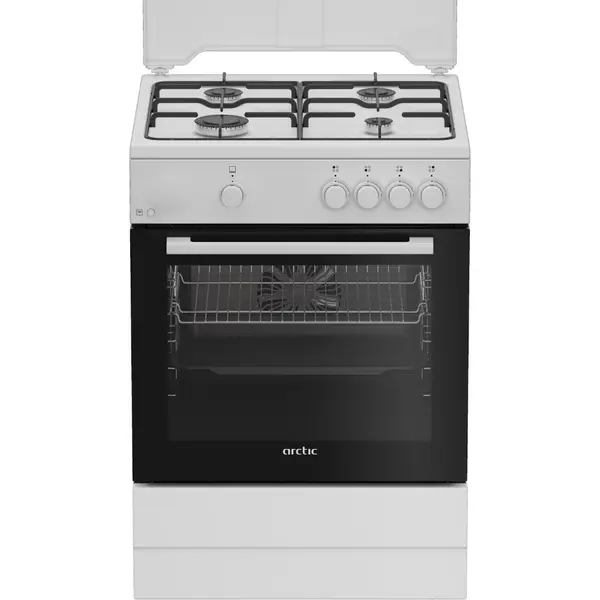 Aragaz pe gaz Arctic ABGM6600L, 4 arzatoare, Safety Plus, 4 arzatoare cu eficienta ridicata, 60 cm, Alb