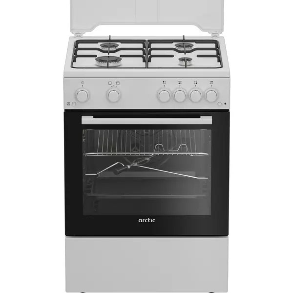 Aragaz pe Gaz Arctic ABGM6611DTTL, 4 arzatoare, Rotisor, Iluminare cuptort, Alb