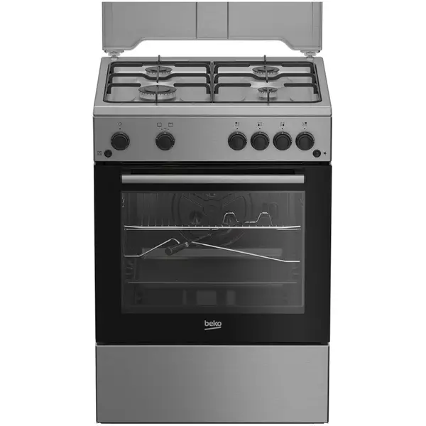 Aragaz pe gaz Beko FBSHT62111GX, 4 arzatoare, Siguranta flacara, Clasa A, Timer, Aprindere electrica, Culoare Inox