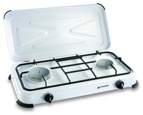 Aragaz pe gaz Kemper - 104981, cu 2 arzătoare, 1.2/1.4 kW, alb