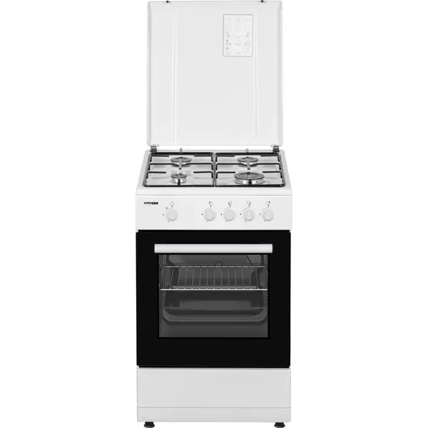 Aragaz pe Gaz Vision Chef VAG50EMA, 4 arzatoare, Siguranta plita si cuptor, Duze GPL incluse, Alb