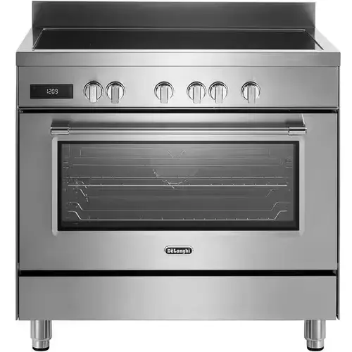 Aragaz profesional De Longhi PRO 96MXIN ED RO, Gaz, 4 arzatoare, Cuptor electric, Cuptor 87 l, Timer, Iluminare cuptor, 90 cm (Inox)
