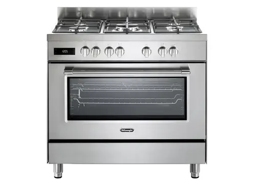 Aragaz profesional DELONGHI PRO 96 MX ED RO, 5 arzatoare, Gaz + Electric, L 90 cm, Grill (Inox)