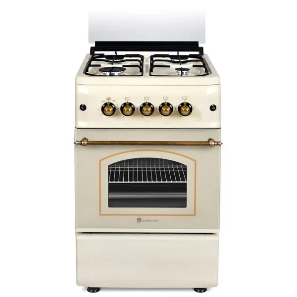 Aragaz rustic 4 arzatoare gaz,Cuptor gaz, 50x55cm, Studio Casa CREMONA FE50/55G, Grill gaz, Aprindere electrica