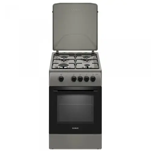 Aragaz Samus SM561BSS, 4 arzatoare, Montat pentru GPL, 50x60 cm (Gri)