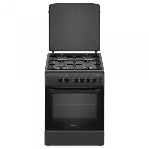 Aragaz Samus SM664BPGS, 4 arzatoare, 1 WOK, Grill (Antracit)