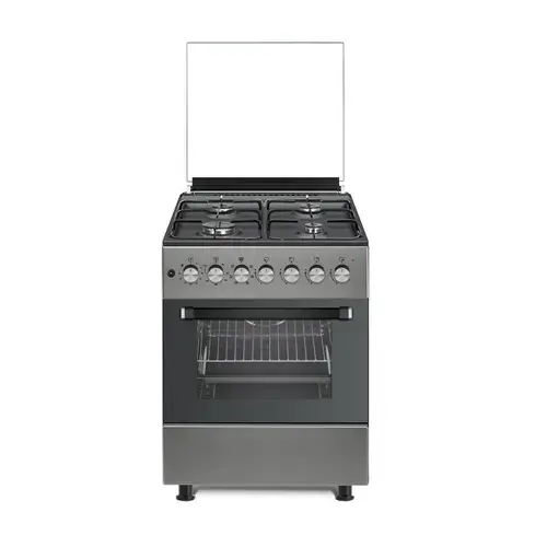 Aragaz Studio Casa Scala Graphite Grey 60 cm, 4 arzatoare gaz, Grill electric, Rotisor, Gratare fonta, Aprindere electrica, Clasa energetica A (Gri)