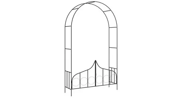 Arcada de gradina cu poarta,negru,138 x 40 x 238 cm, fier