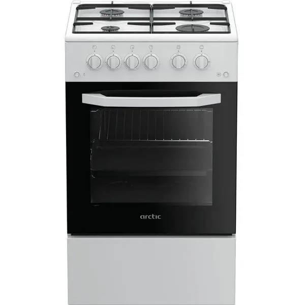 Arctic Aragaz Arctic AGM5511DTTL, 4 arzatoare, Gaz, Aprindere electrica, Grill, Timer, 50 cm, Alb