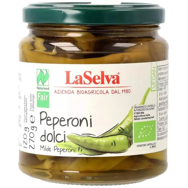 Ardei Peperoni in Otet, La Selva, Bio, Mediu Iute, 120 g/270 g
