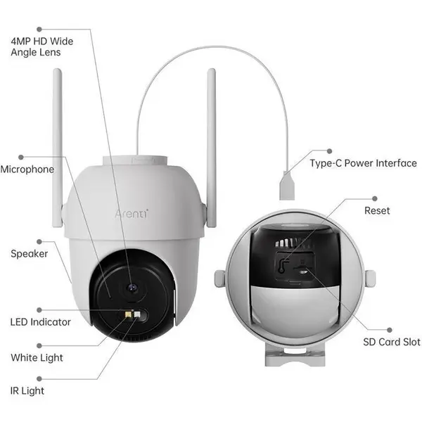 Arenti Camera IP Dome Arenti OP1, 4 MP, IR 9 m