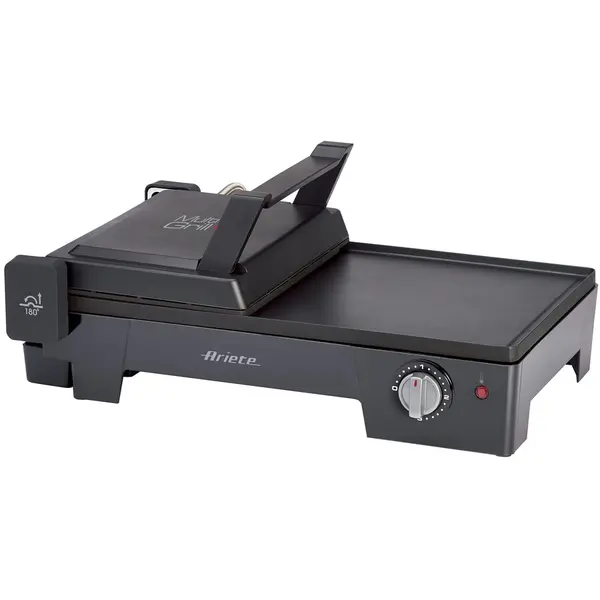 Ariete Gratar electric Ariete 1916 3 in 1, 2200 W, 60x25 cm, 3 suprafete de gatire, Termostat, placi antiaderente, deschidere la 180°, Negru