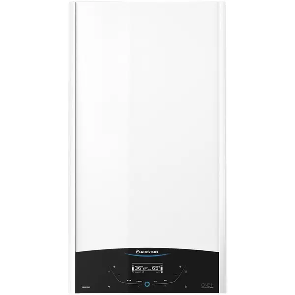 Ariston Centrala termica murala in condensare Ariston GENUS ONE+ WIFI 35, 35kW, gaz natural + GPL, Wi-Fi, ecran tactil, schimbator caldura otel inoxidabil, control vocal, fara kit inclus, Alb