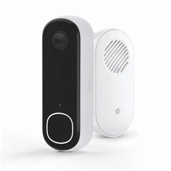 Arlo Sonerie video inteligenta Arlo Essential Security, 2K, detectie AI, Night Vision, cu avertizare sonora (Alb)