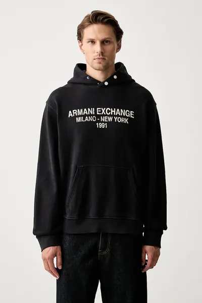 Armani Exchange hanorac cu glugă pentru bărbați din bumbac