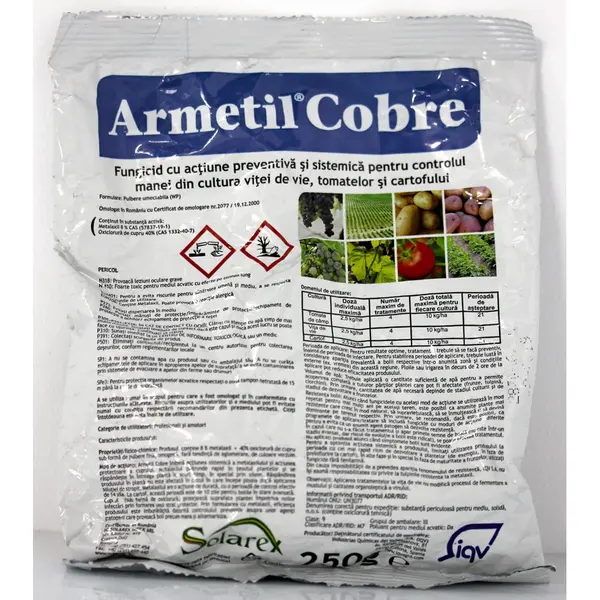 Armetil Cobre 250 gr fungicid sistemic si de contact Solarex (vita de vie, cartof, tomate) - Default Title