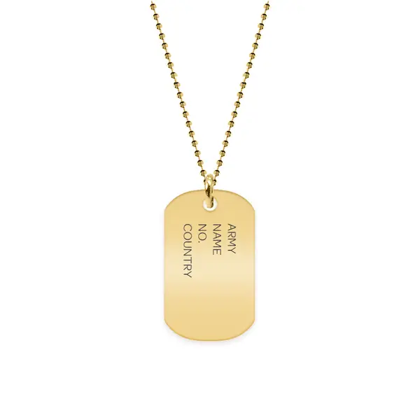 Army - Colier personalizat din argint 925 placat cu aur galben 24K - dog tag