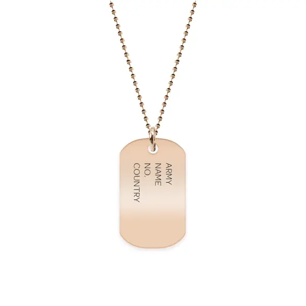 Army - Colier personalizat din argint 925 placat cu aur roz - dog tag