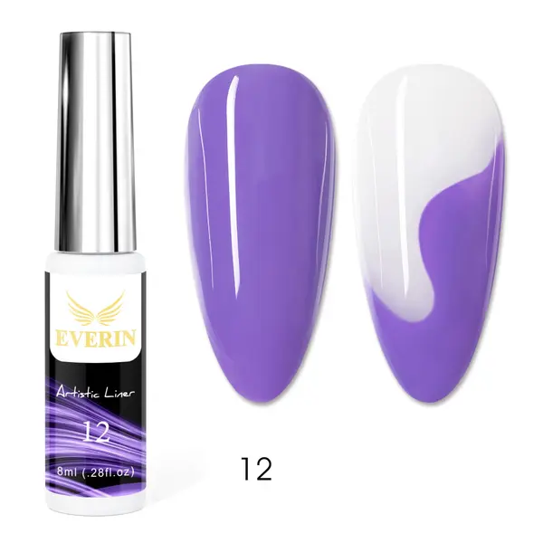 Artistic Liner Gel EVERIN 8ml – 12 | Gel liner lila pentru designuri nail art, contururi și detalii fine