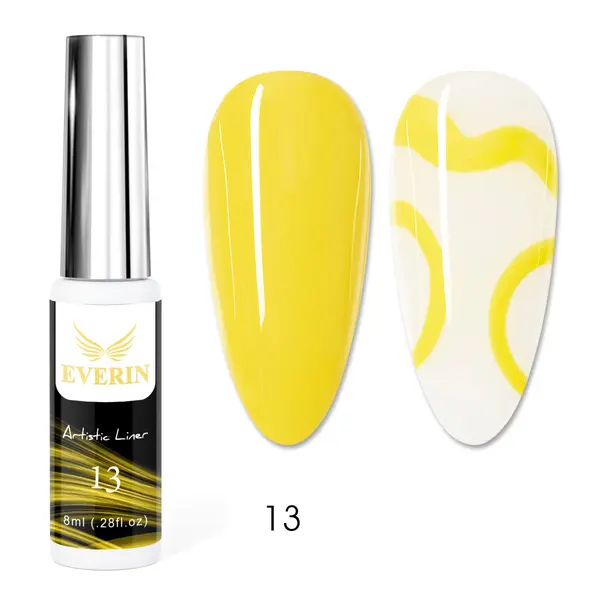 Artistic Liner Gel EVERIN 8ml – 13 | Gel liner galben pentru modele nail art, accente și contururi fine