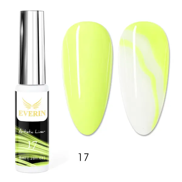 Artistic Liner Gel EVERIN 8ml – 17 | Gel liner galben neon pentru contururi și modele luminoase de nail art