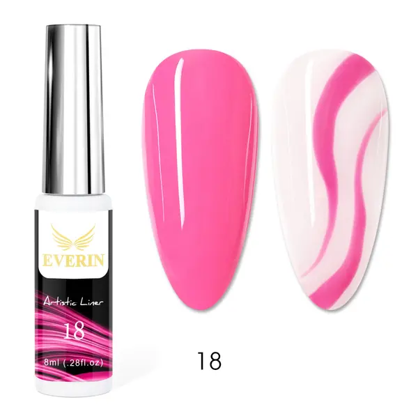 Artistic Liner Gel EVERIN 8ml – 18 | Gel liner roz neon pentru nail art vibrant și contururi precise