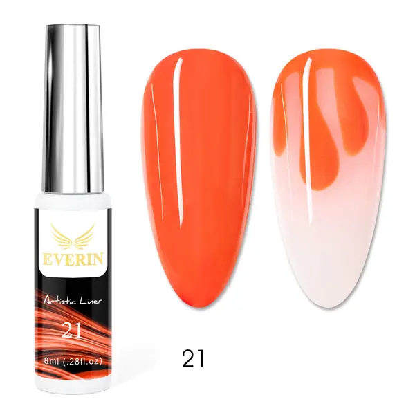 Artistic Liner Gel EVERIN 8ml – 21 | Gel liner portocaliu aprins pentru nail art și detalii creative