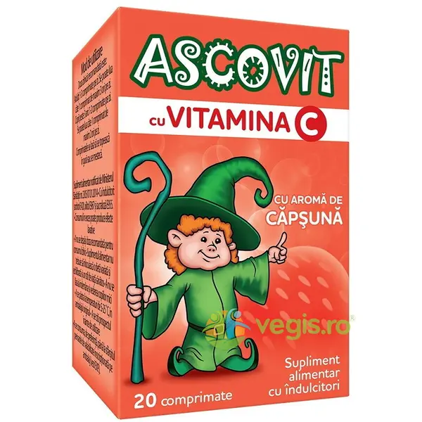 Ascovit cu Aroma de Capsuni 100mg 20cpr